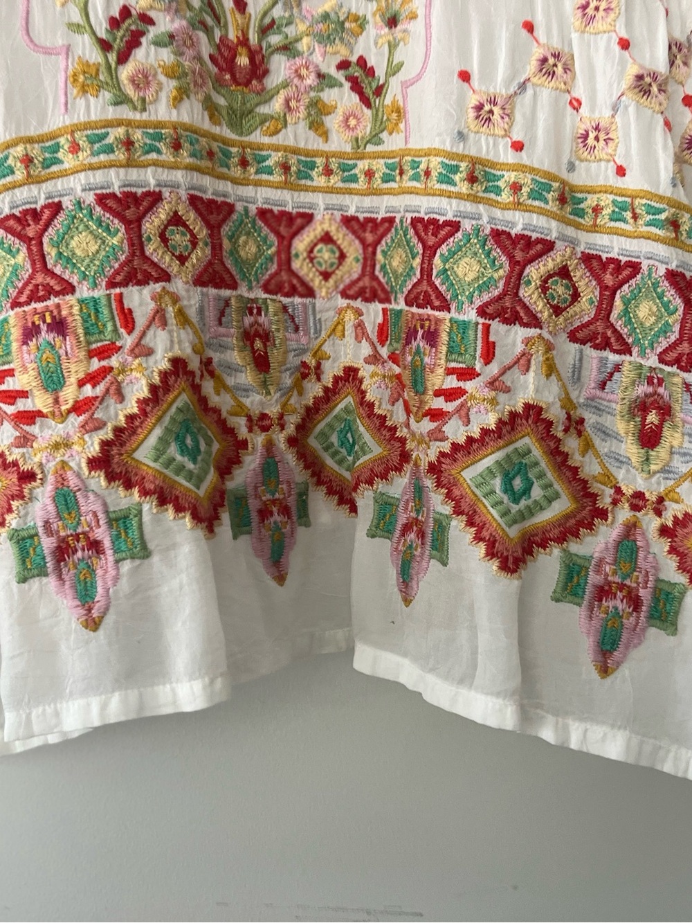 Johnny Was White sandra, Floral Multicolor Embroidered Tunic Sz L , shear white - Picture 6 of 11